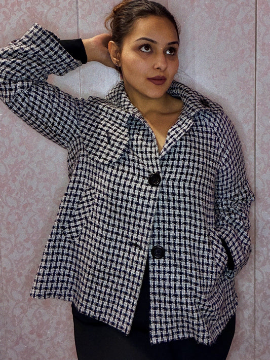 Textured Tweed Short Winter Coat