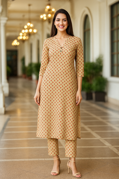 Desi Vitton Cotton Kurta Set