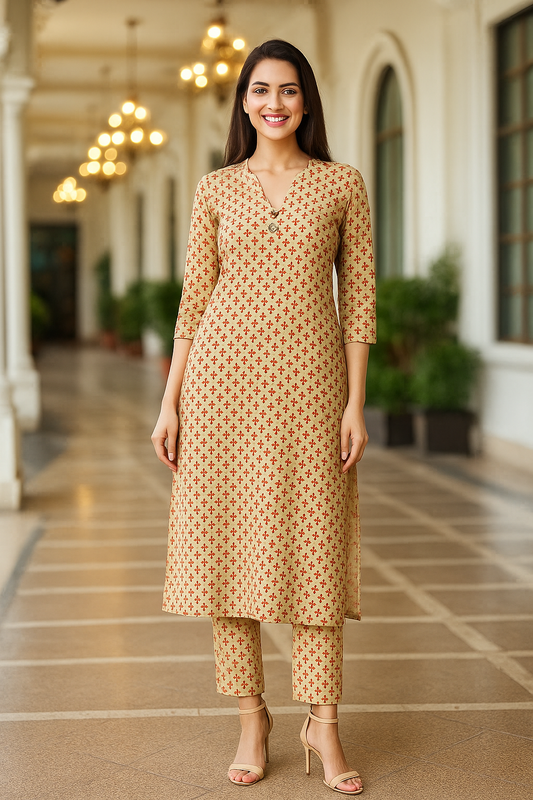 Desi Vitton Cotton Kurta Set
