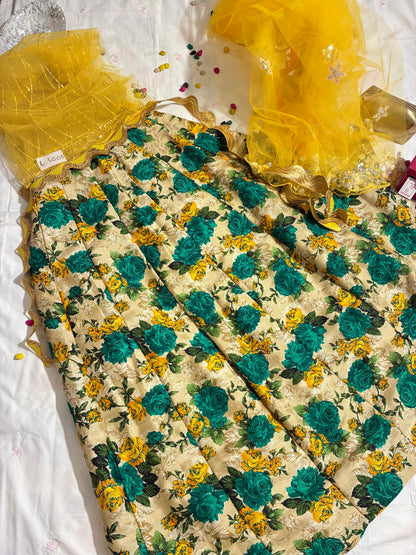Panna Phool Green Floral Lehenga Set