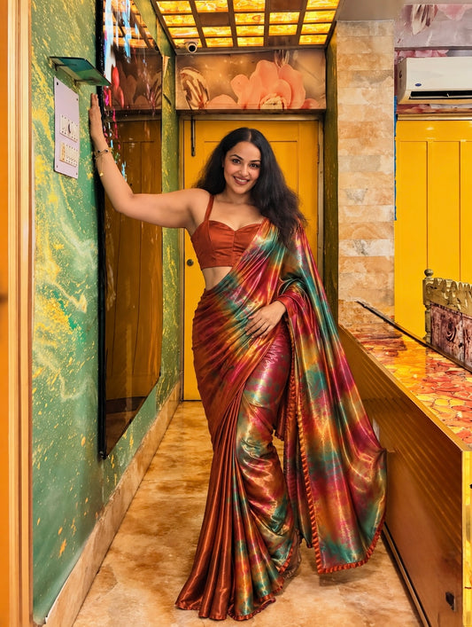 Opal Prism Ready-to-Wear Luxe Satin Saree