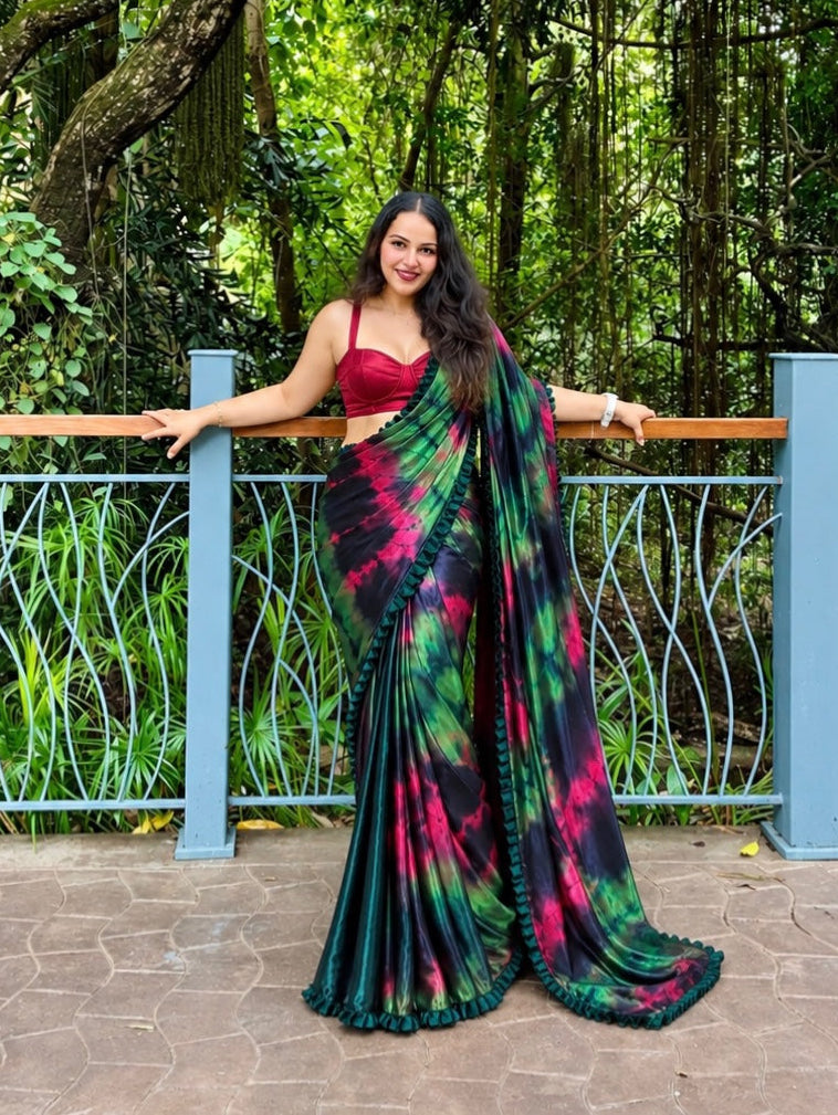 Nocturne Prism Ready-to-Wear Luxe Satin Saree