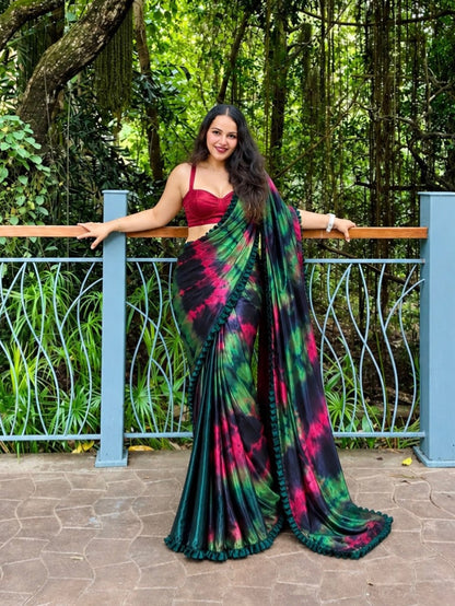 Nocturne Prism Ready-to-Wear Luxe Satin Saree