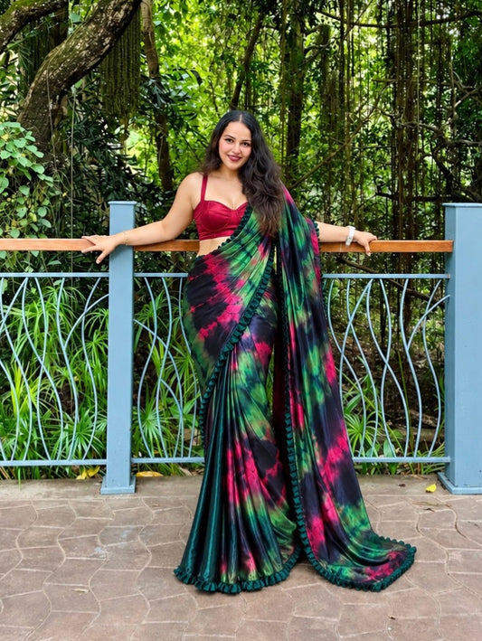 Nocturne Prism Ready-to-Wear Luxe Satin Saree