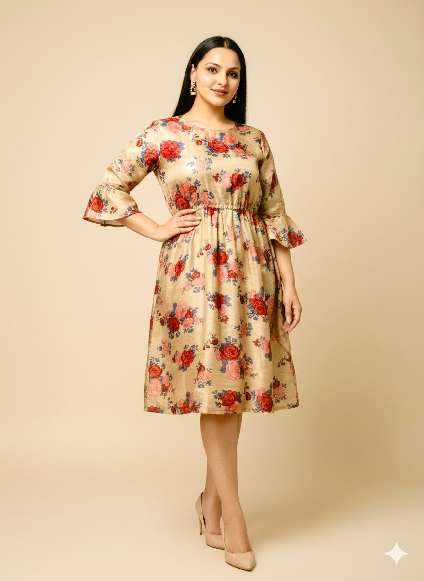 Vintage Rose Garden Silk Dress