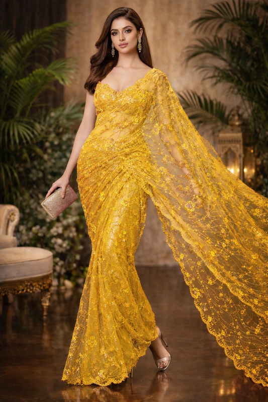 Sequenced Luxe Net Saree