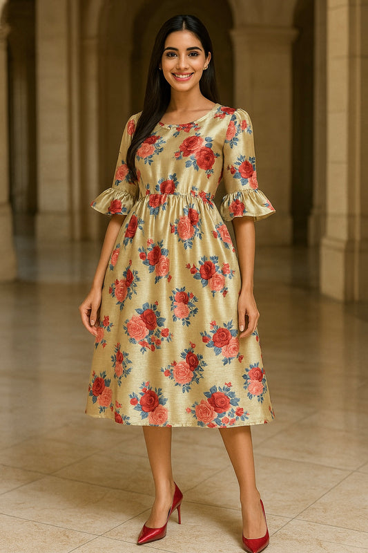 Vintage Rose Garden Silk Dress