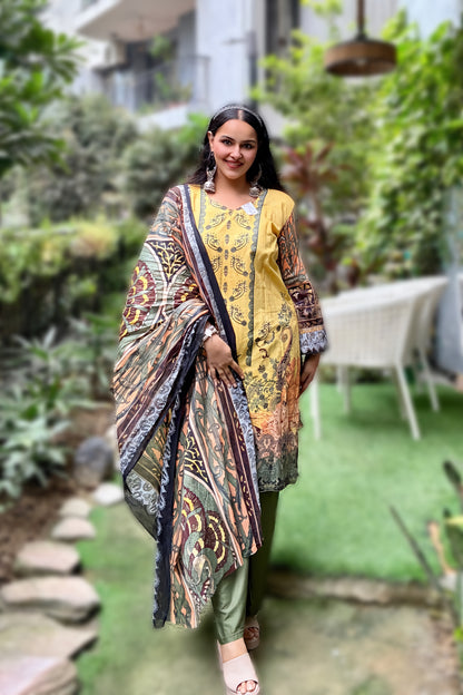 Noor-E-Zahra | Lawn Cotton Pakistani Suit Set