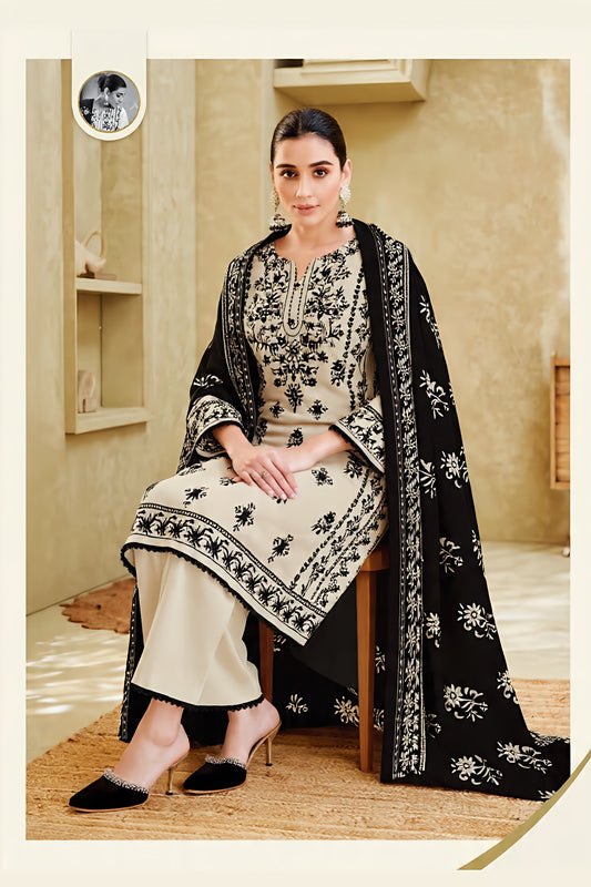 Aafreen Ebony Charm | Lawn Cotton Pakistani Suit Set
