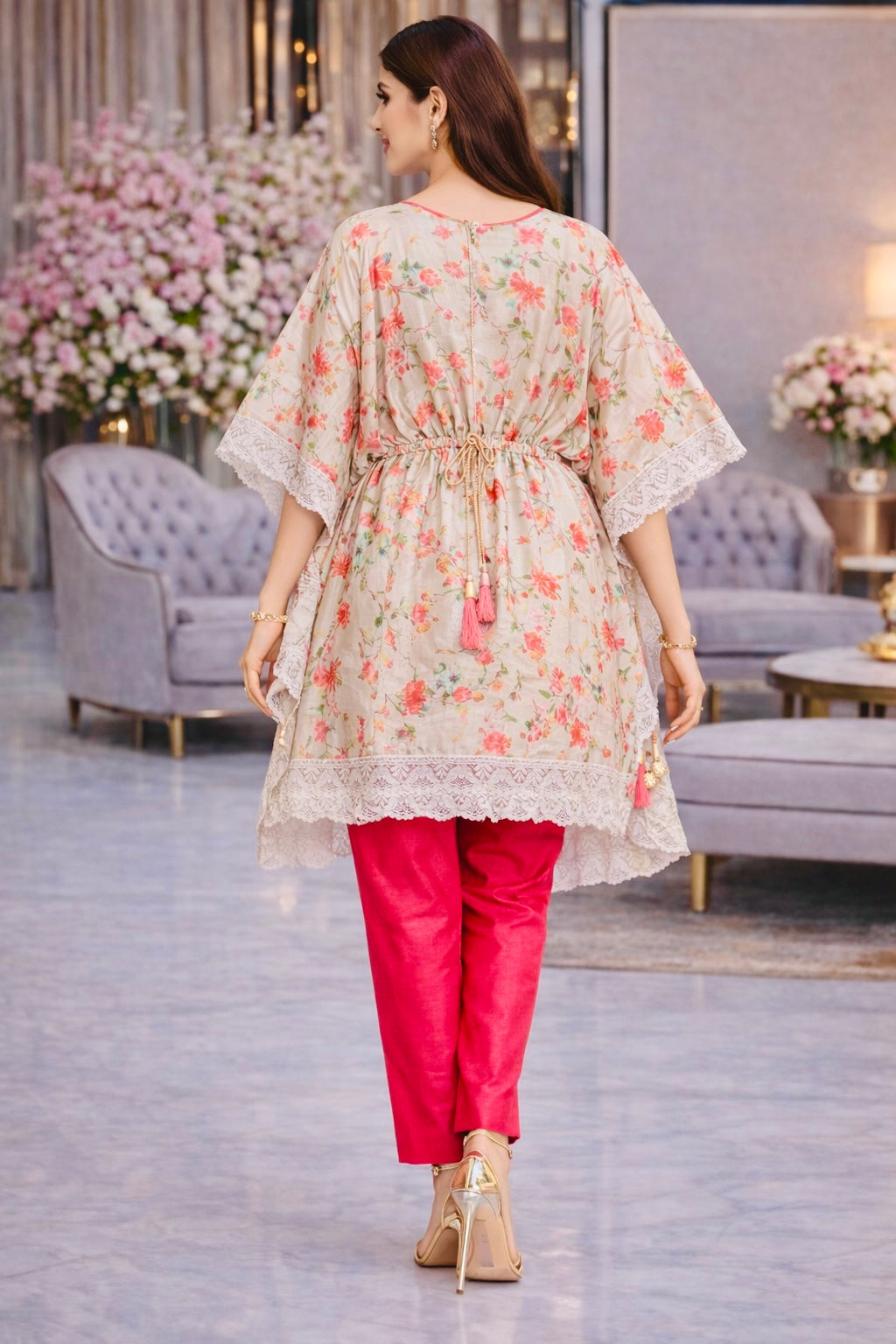 Peach Breeze Poncho Set