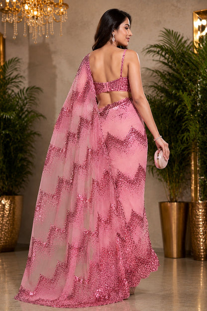 Amethyst Glow Luxe Net Saree