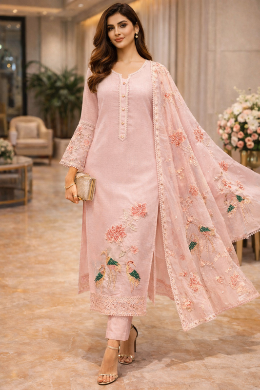 Swan Garden Embroidered Suit Set