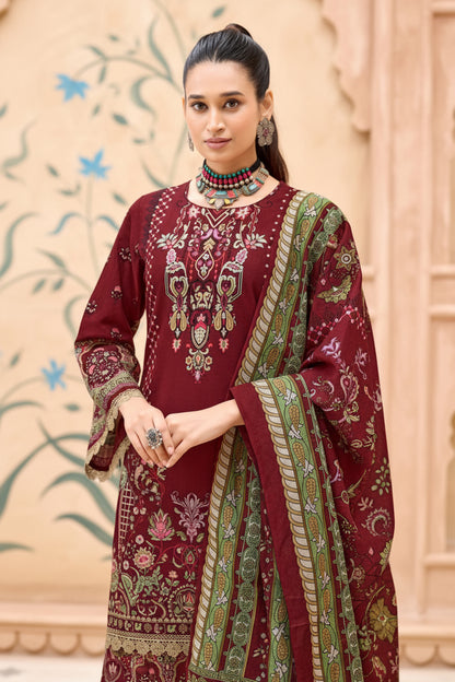 Rubaab Merlot | Lawn Cotton Pakistani Suit Set