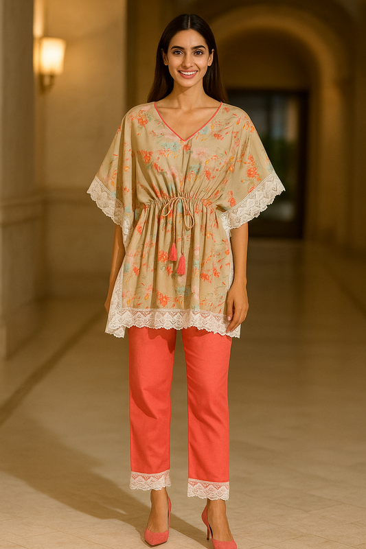Peach Breeze Poncho Set