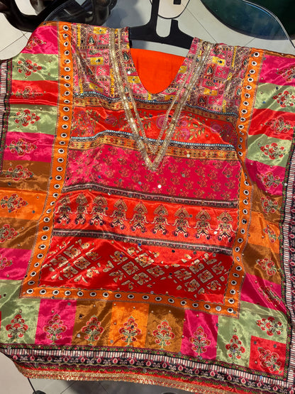 Noorani Multicolor Mosaic Crepe Kaftan Set