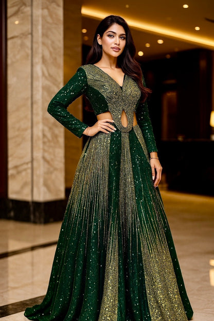 Emerald Stardust Ball Gown