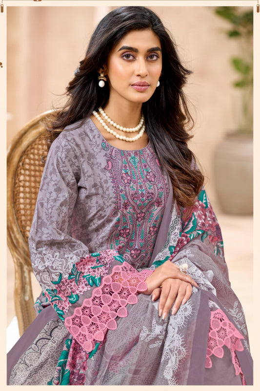 Zaria Grey Charm | Lawn Cotton Pakistani Suit Set