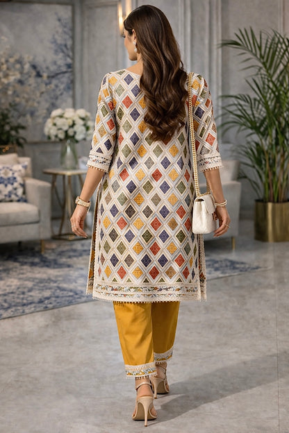 Ivory Mosaic Kurta Set
