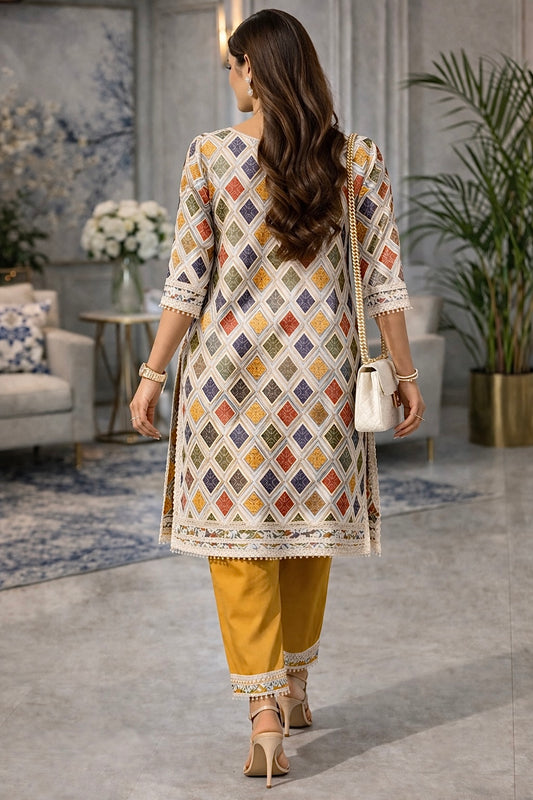 Ivory Mosaic Kurta Set