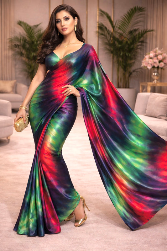 Nocturne Prism Luxe Satin Saree