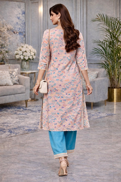 Serene Petals Cotton Kurta Set
