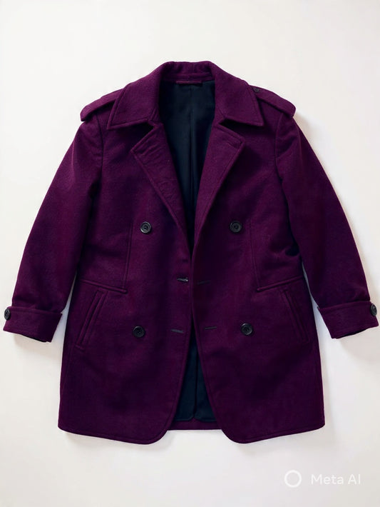 Plum Elegance Double-Button Winter Coat