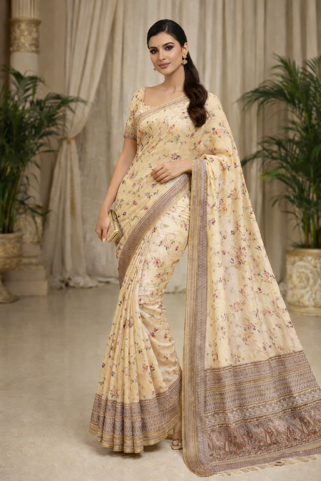 Noor-e-Gul Floral Cotton Saree