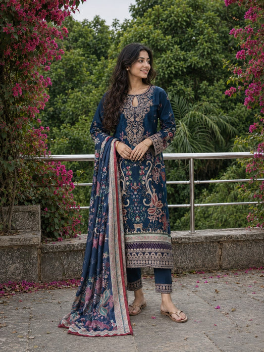 Meher Sapphire | Lawn Cotton Pakistani Suit Set