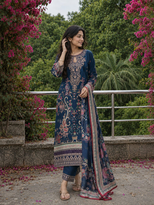 Meher Sapphire | Lawn Cotton Pakistani Suit Set