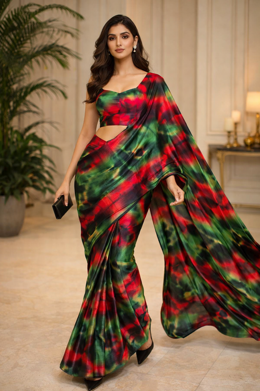 Nocturne Prism Luxe Satin Saree