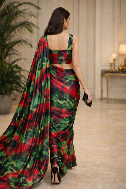 Nocturne Prism Luxe Satin Saree