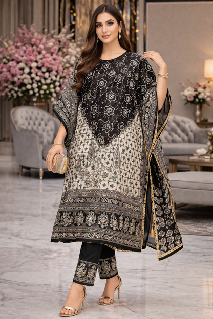 BnW Midnight Mosaic Kaftan Set