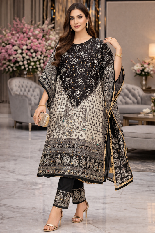 BnW Midnight Mosaic Kaftan Set