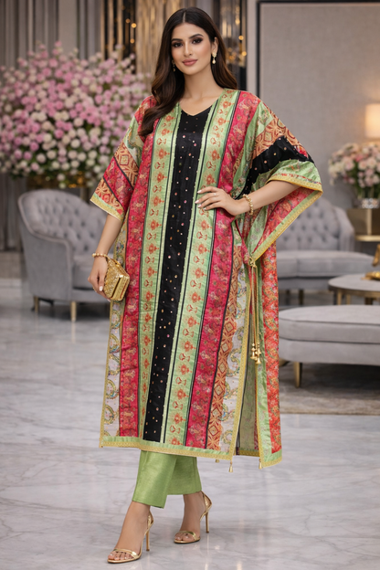 Multihue Crepe Kaftan Set