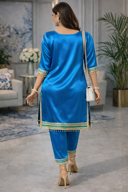 Your Majesty Embroidered Satin Co-ord Set