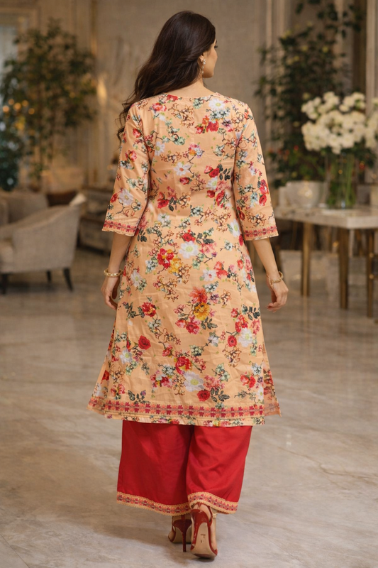 Pink Blossom Cotton Kurta Set