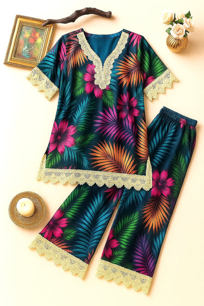 Tropical Bloom Cotton Rayon Co-ord Set