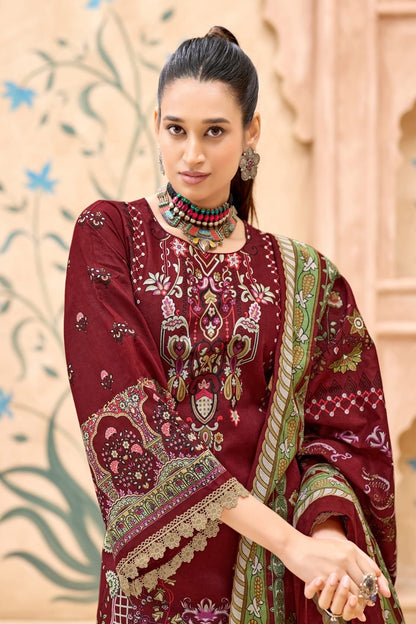 Rubaab Merlot | Lawn Cotton Pakistani Suit Set