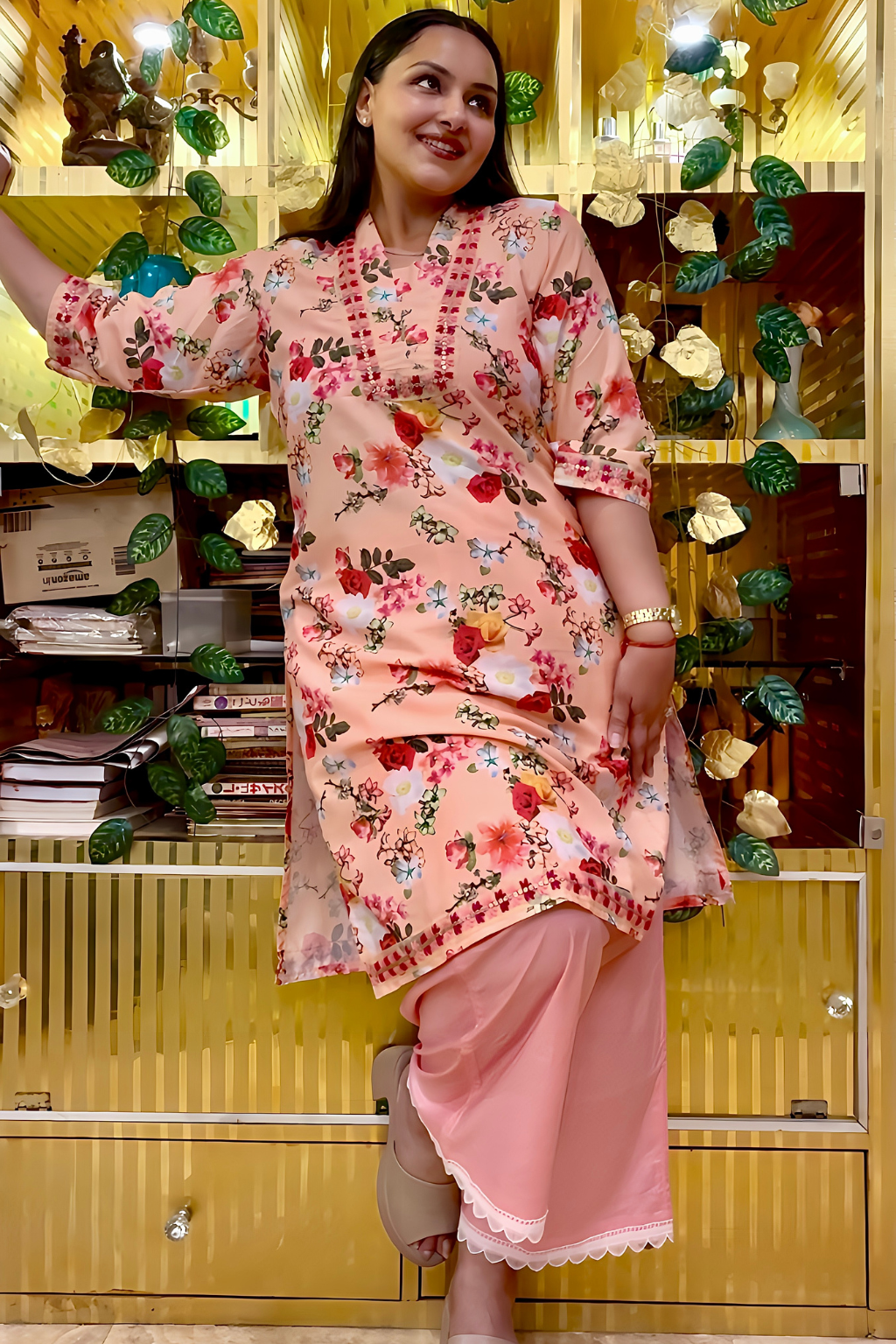 Pink Blossom Cotton Kurta Set