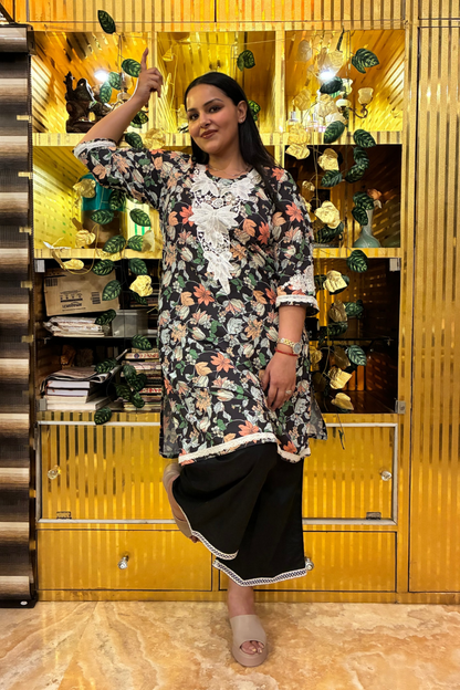 Noir Bloom Cotton Kurta Set