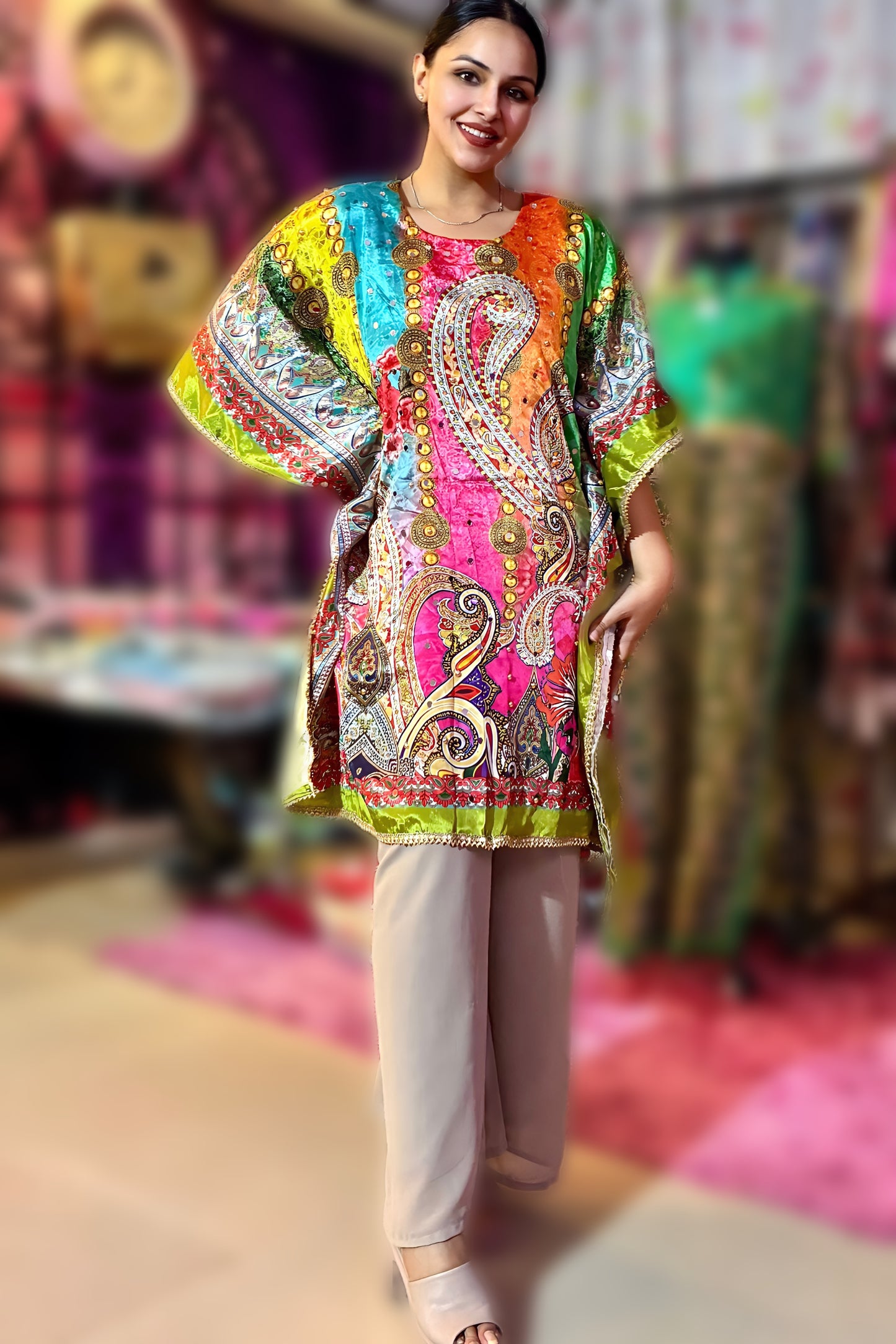Zehra Paisley Crepe Kaftan