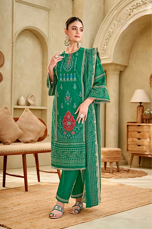 Mehrunisa Emerald Charm Unstitched Pakistani Suit Set