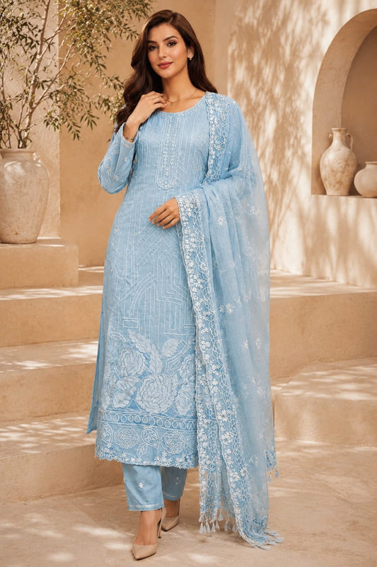 Celestia Embroidered Mulmul Suit Set