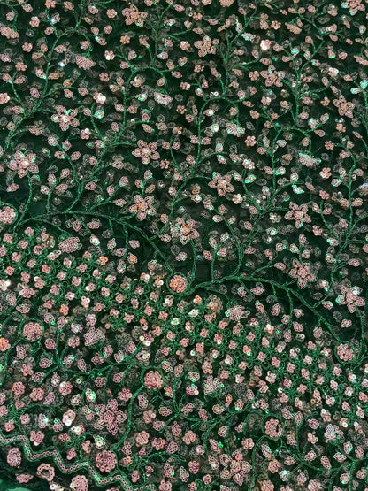 Emerald Bloom Luxe Net Saree