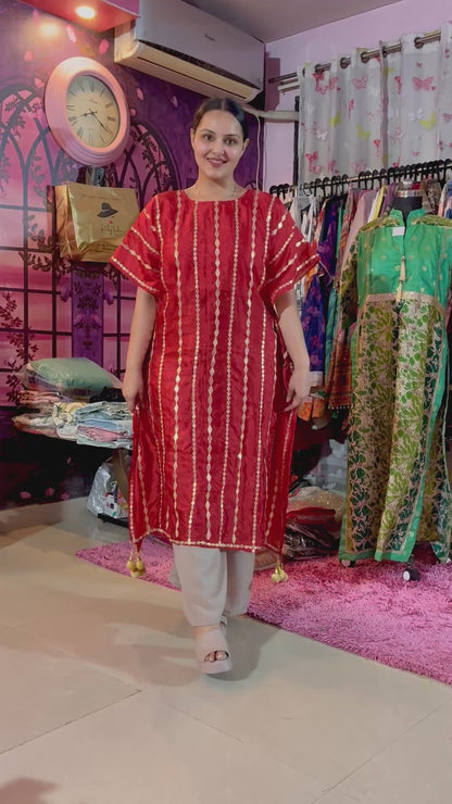 Zarmina Striped Sequin Organza Kaftan