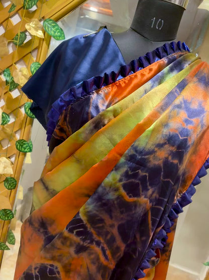 Sunfire Sapphire Ready-to-Wear Luxe Satin Saree