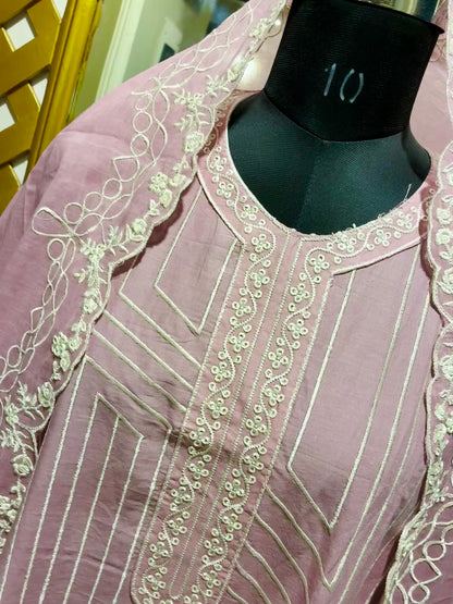 Celestia Embroidered Mulmul Suit Set