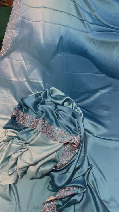 Dual-tone Swarovski Satin Saree