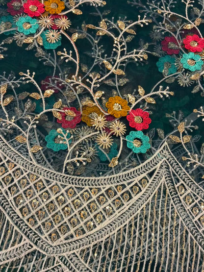 Midnight Sky Embroidered Net Saree