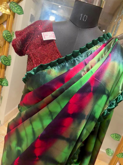 Nocturne Prism Ready-to-Wear Luxe Satin Saree